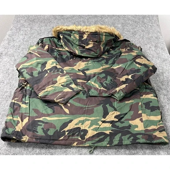 DODECA Vintage‎ Y2K Men's 5XL Woodland Camo Parka Fur Hood Winter Jacket NWT